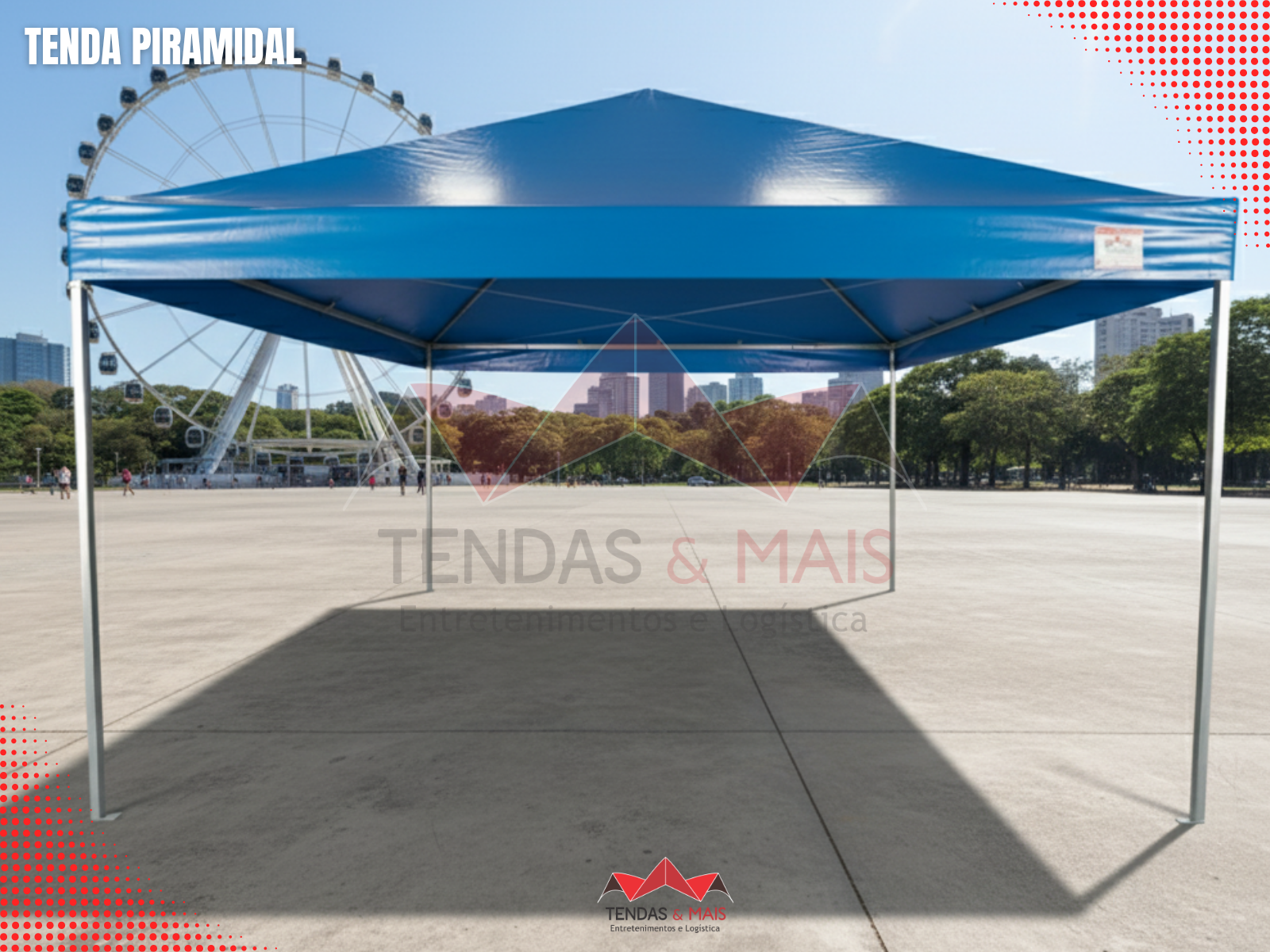 Tenda Piramidal 3x3 branca profissional com estrutura em aço carbono galvanizado e lona blackout de alta resistência - Tendas e Mais.