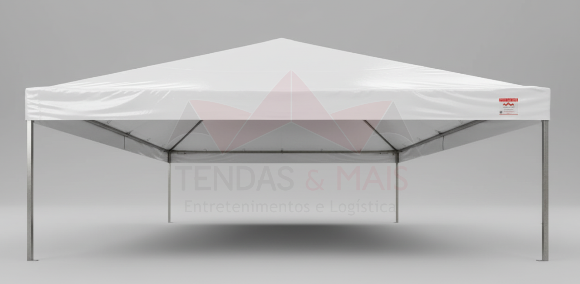 Lona de reposição para tenda piramidal 10x10 branca, fabricada em PVC industrial TD 1000 blackout com proteção UV e tratamento anti-chama - Tendas e Mais.