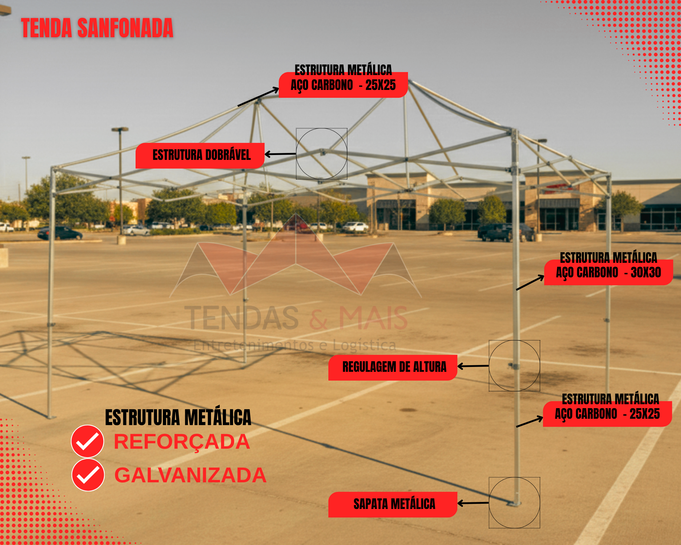 Tenda Sanfonada 3,00 x 4,50_Estrutura Metálica Reforçada